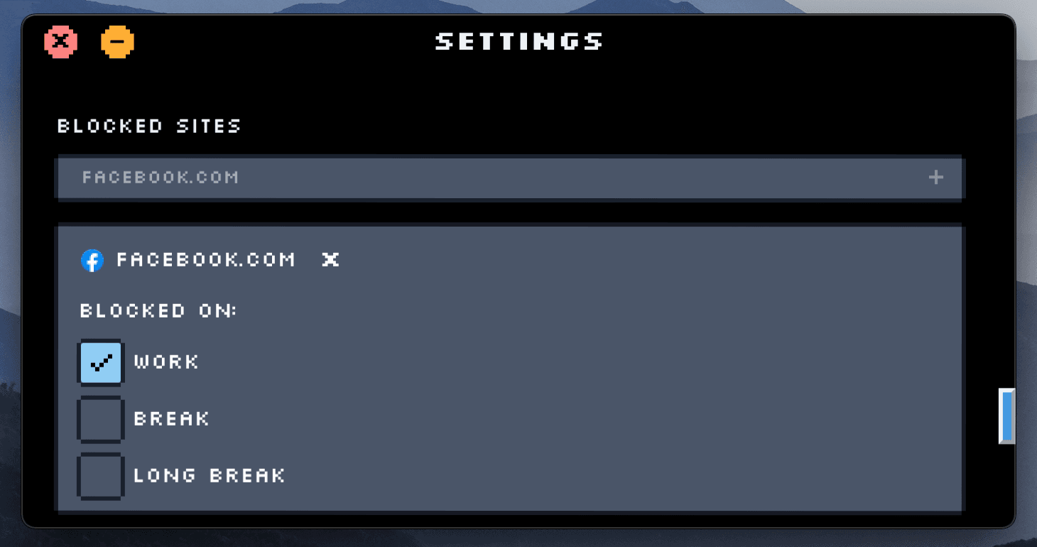 Sites blocking